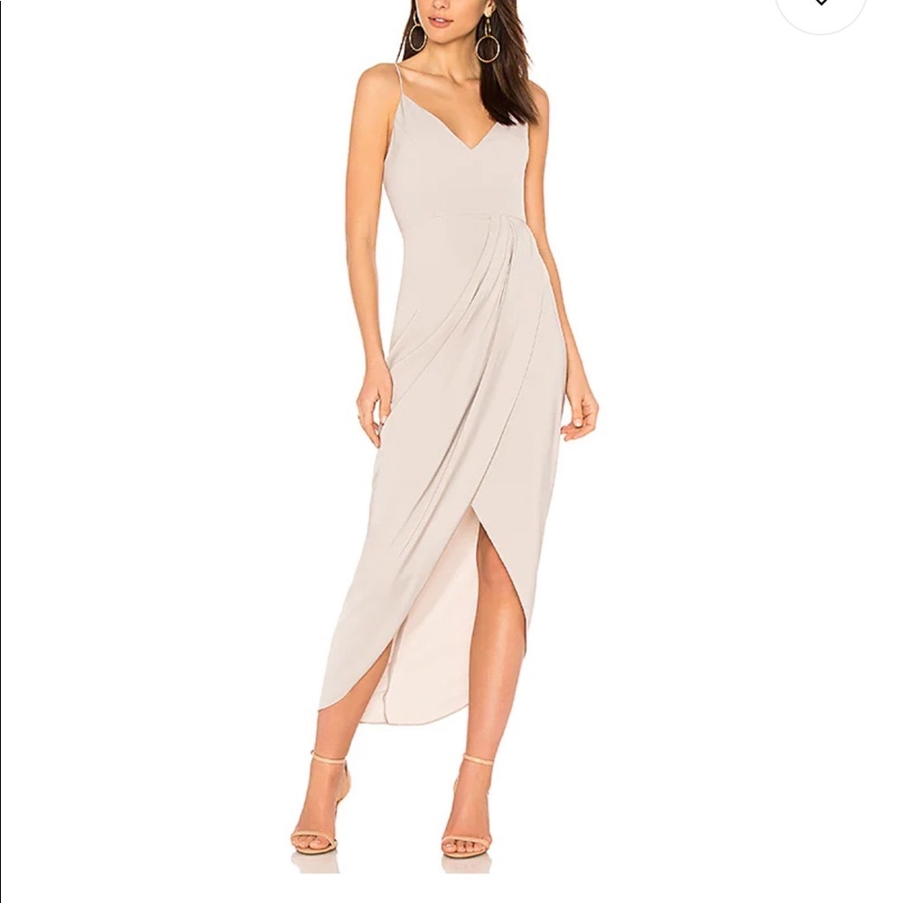 Shona Joy / 6 / Cocktail dress, draped in oyster / bridesmaid dress / neutral